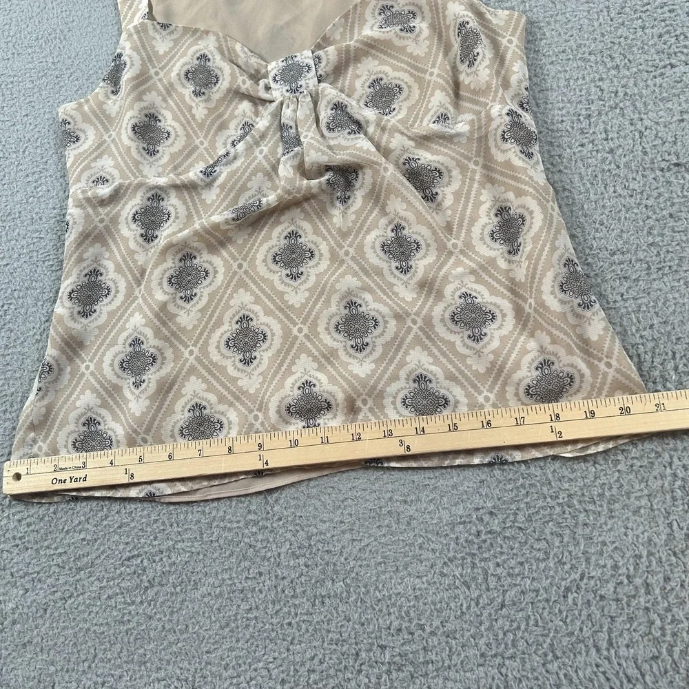 LOFT Blouse Womens 10 Beige Geometric Sleeveless Sweetheart Camisole Lined - Picture 12 of 13
